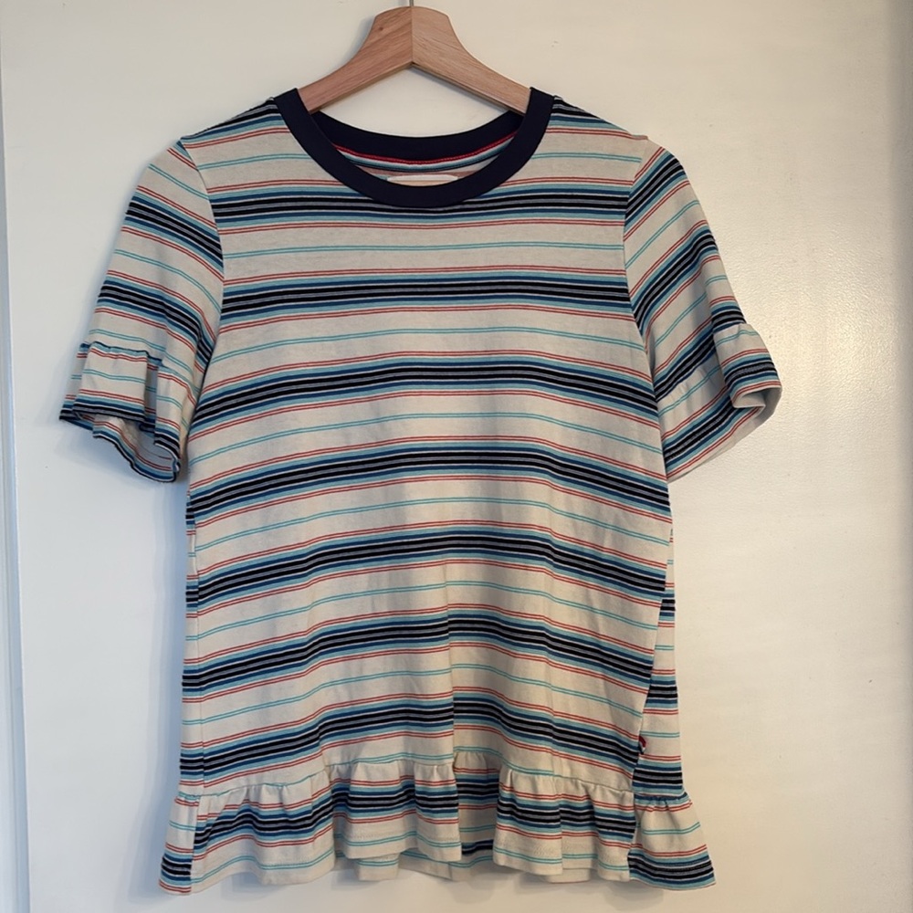 Anthropolige Sol Angeles Striped Ruffle Tshirt